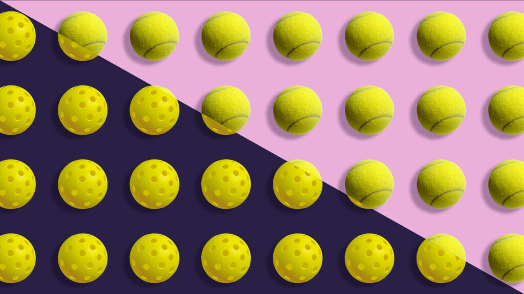 Pickleballs and tennis balls