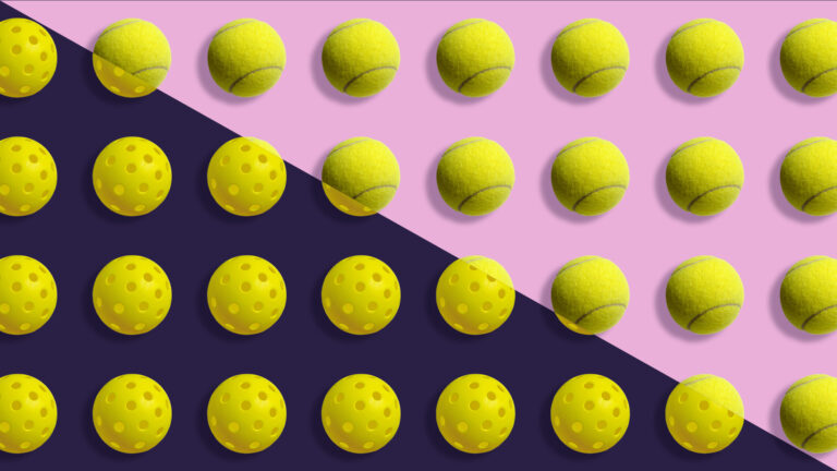Pickleballs and tennis balls